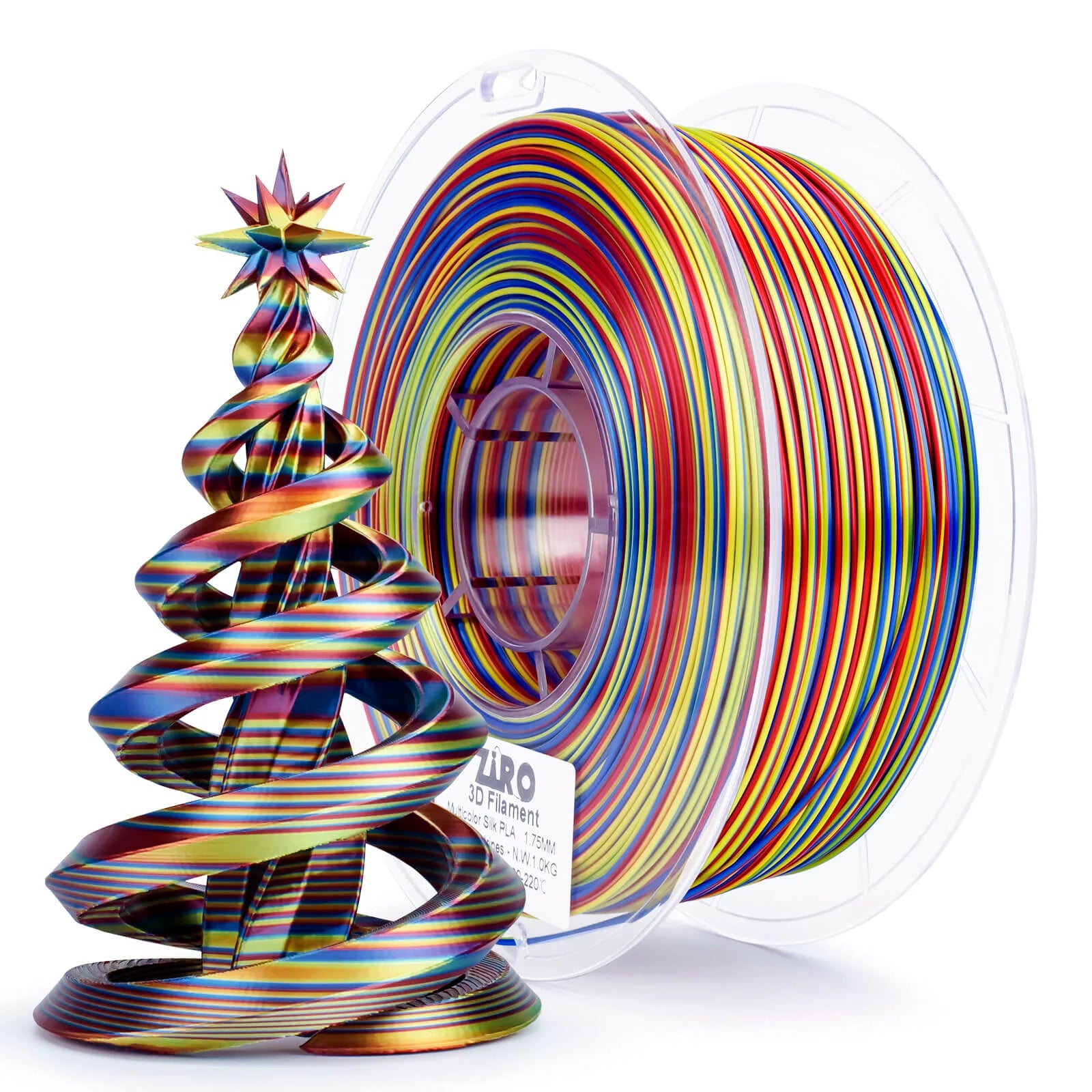 ZIRO Stripes Silk PLA Glossy Multicolors Filament 1.75mm 1kg/2.2lb Spool
