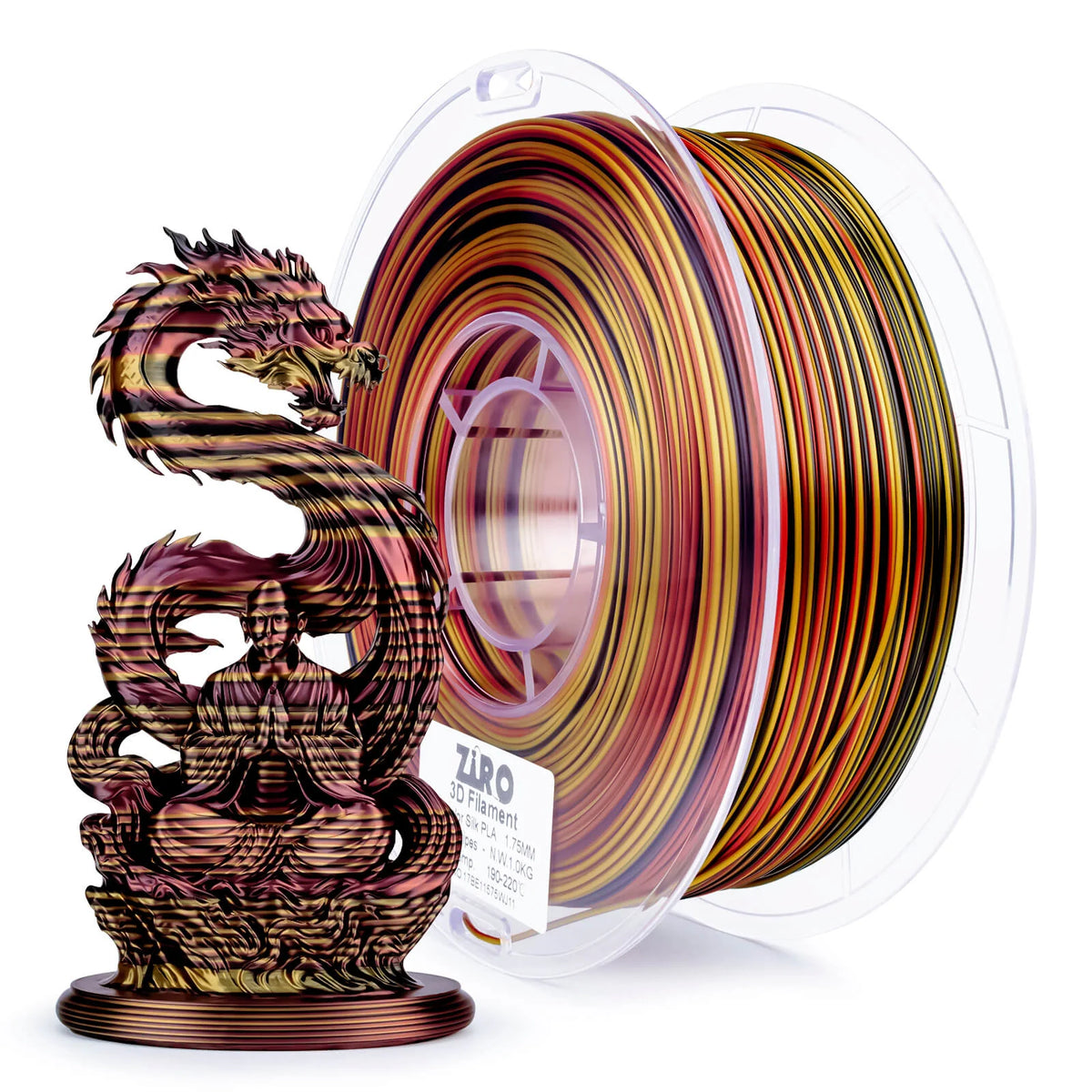 ZIRO Stripes Silk PLA Glossy Multicolors Filament 1.75mm 1kg/2.2lb Spool