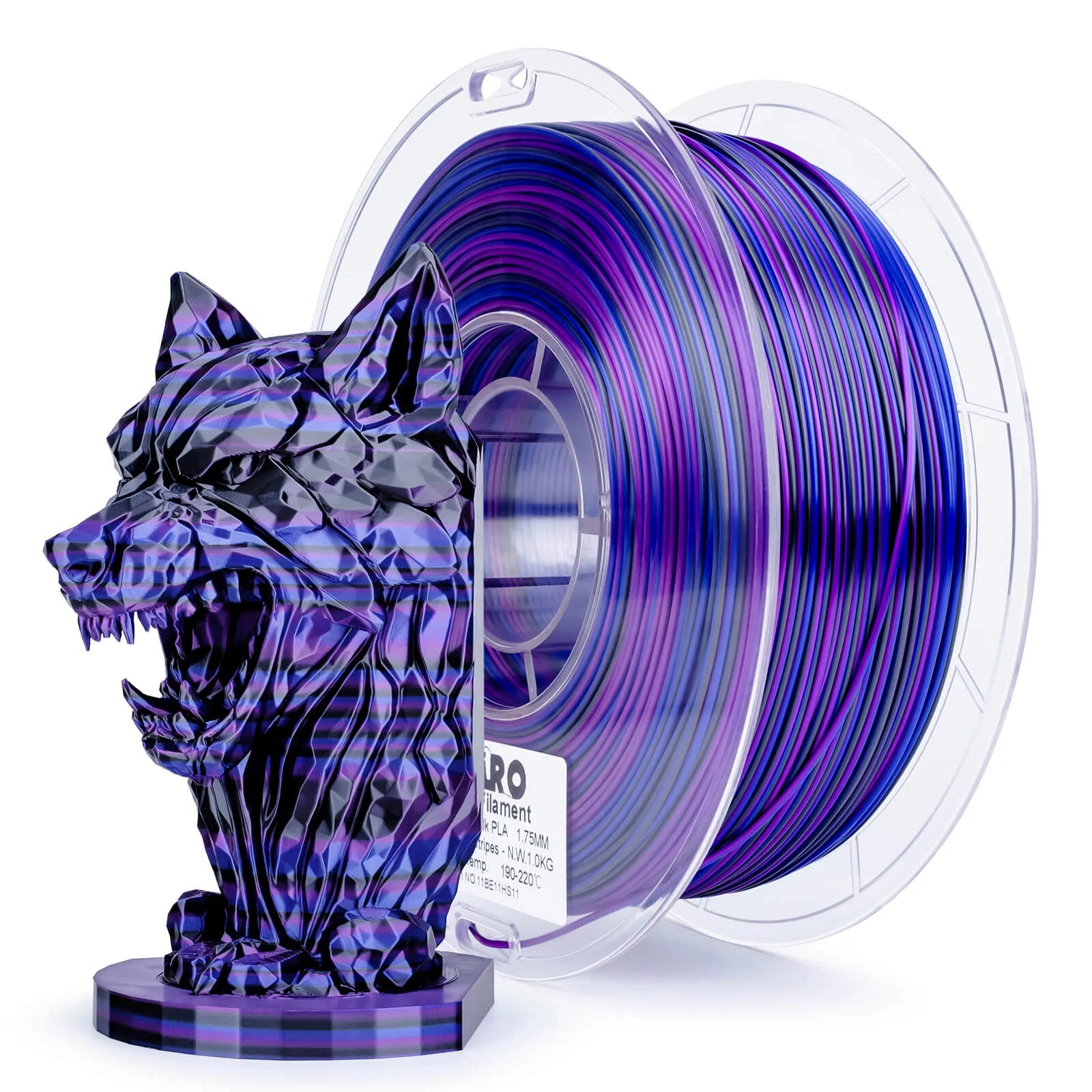 ZIRO Stripes Silk PLA Glossy Multicolors Filament 1.75mm 1kg/2.2lb Spool
