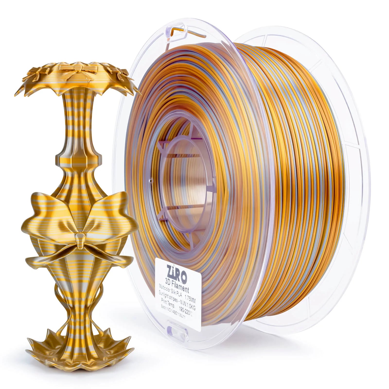 ZIRO Stripes Silk PLA Glossy Multicolors Filament 1.75mm 1kg/2.2lb Spool