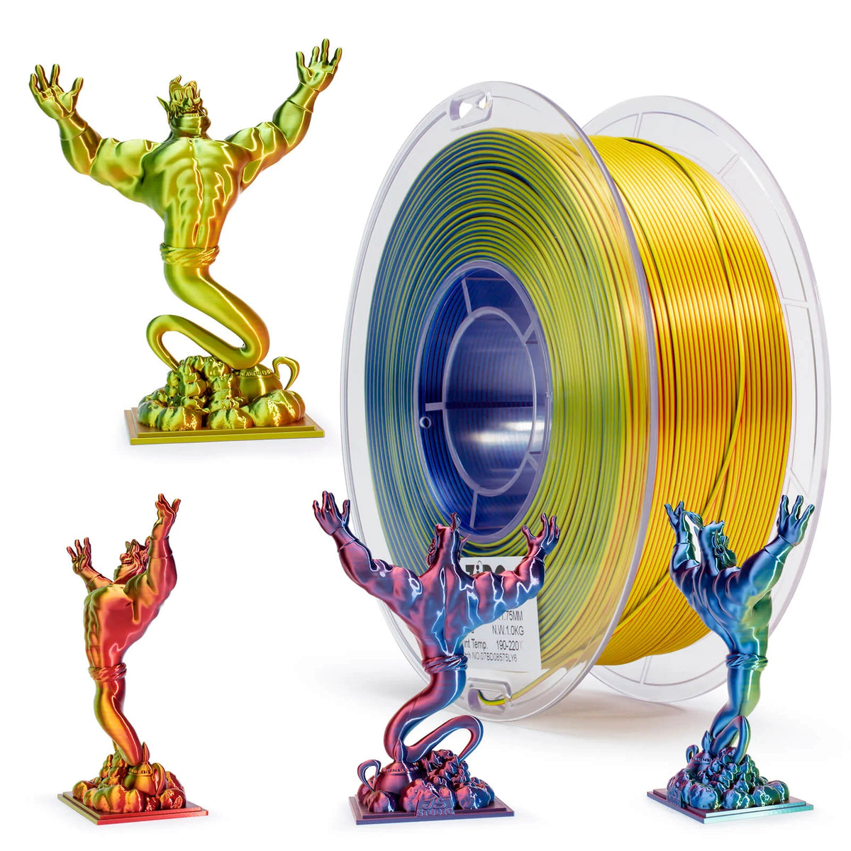 ZIRO Tri-color Silk PLA Filament 1.75mm