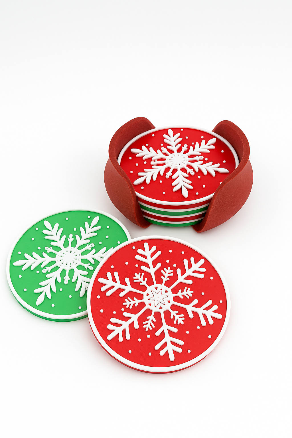 Christmas Snowflake Coasters & Holder - set of 6